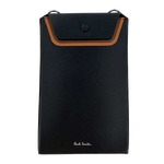 This Paul Smith phone holder comes with the logo embossed into the black leather.