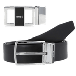 BOSS Reversible Leather Belt with Plaque & Pin Buckle