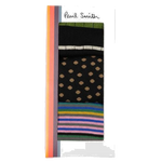 This Men's 3 Pack Novelty Mixed Stripe & Polka Dot Socks by Paul Smith has three different pairs with a cotton blend fabric that is soft yet fits well.