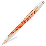 This Cross Wanderlust Antelope Canyon Ballpoint Pen is made with a smooth lacquer in pearlescent white with shades of orange and metallic gold for the pattern.