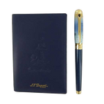 This Dupont writing instrument set comes with a fountain, rollerball pen and passport holder.