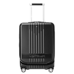 Montblanc's #MY4810 Black Cabin Trolley with Front Pocket is made out of polycarbonate with leather trims in black to match.