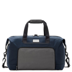 TUMI's Navy Alpha 3 Double Expansion Satchel features a leather patch that can be embossed.