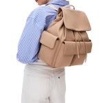 The Guildford Grove Medium Stone Flapover Backpack is lightweight and made from recycled materials.