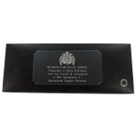 This Montblanc pen has had a plaque engraving placed on the top for a service award.