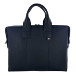 This Hugo Boss document case is made from a black leather material.