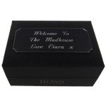 Wheelers Luxury Gifts specialise in engraving onto Plaques for gift boxes.