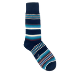 This Paul smith Men's 3-Pack Navy Mixed Stripe Cotton Socks has 3 different designs with blue and multicoloured stripes.