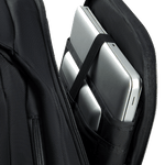 This Samsonite Urban-Eye Accordeon Backpack 15.6", Black can fit a laptop and tablet inside the padded compartment.
