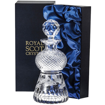 royal scot crystal whisky thistle shape flower of scotland decanter packaging