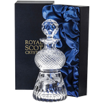 This Royal Scot Crystal Flower of Scotland 55cl Thistle Shape Whisky Decanter will be presented inside a blue gift box.