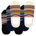 Paul Smith's Men's Signature Stripe 'No Show' Socks 3Pack come in a similar stripe design on each one but with in a different colourway that contrasts the base colour.