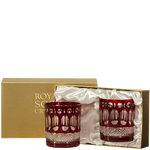 These Belgravia 2 x 33l Ruby Red Large Tumblers will be presented inside a gold Royal Scot Crystal gift box on the day of purchase.