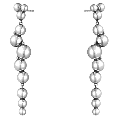 georg jensen moonlight grapes oxidised sterling silver large drop earrings