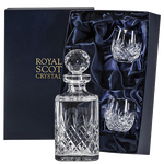 This Edinburgh Square Decanter & Barrel Tumblers Whisky Set has been created by Royal Scot Crystal.