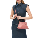 the goswell sienna pink small woven grab bag 6