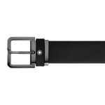 Montblanc's Ruthenium Pin Buckle & Black Leather 35 mm Belt is great for wearing casually or to work as it matches everything.