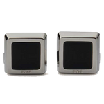 BOSS cufflinks come in a silver colour with a black enamel infill.