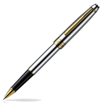 Montblanc's Meisterstück Solitaire Platinum Classique Rollerball has been made with yellow gold trims.