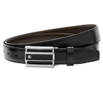 Close up of the cut out buckle on teh Montblanc reversible Contempory Line belt.