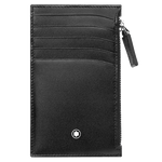 Montblanc's Meisterstück Zipped Pocket Black 5CC is made with plain leather and has the Montblanc snowcap emblem.