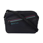This Paul smith Sports Stripe Black Nylon Cross Body Bag has a diagonal zip on the front of the bag with the sports stripe detailing.