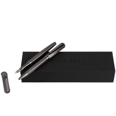 boss twist gun grey fountain ballpoint pen set packaging
