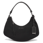 TUMI's Voyageur Black/Gunmetal Camilla Shoulder Bag has a detachable leather tag that can be embossed.