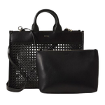This BOSS Sandy Faux Leather Black Woven Tote Bag With Zip Pouch has a detachable zipped pouch in matching faux leather.