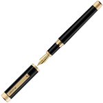 This Montegrappa Black & Yellow Gold Zero Fountain Pen can be engraved on the cap or clip.