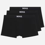 The 3-Pack Cotton Stretch BOSS One Black Boxer Trunks with Logo Waistbands by BOSS.