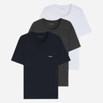 The 3-Pack Pure Cotton Classic Crew Neck T-Shirts in White Grey Navy Blue by BOSS.