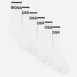 6-Pack Ribbed Quarter Length White Cotton Blend Socks