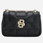 The Black Faux Leather Quilted Shoulder Bag with Double B Monogram by BOSS.