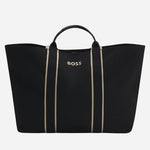 The Black and Beige Palmah Tote with Logo Straps by BOSS.