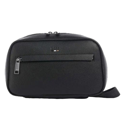 The Ray Black Faux Leather Travel Wash Bag by BOSS.