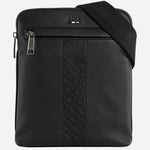 The Ray MS Black Faux Leather Zip Top Envelope Bag with Pattern Detail by BOSS.