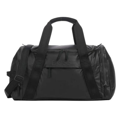 The Stormy Black Recycled Polyester Holdall with Black BOSS Logo by BOSS.