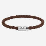 The Men's Fauve Brown Leather and Stainless Steel 3 Ring Bracelet by Montblanc.