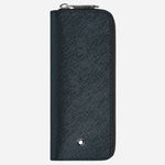 The Sartorial Tweed Blue Leather Two Pen Pouch with Zip by Montblanc.