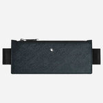 The Tweed Blue Sartorial Leather Zipped 2-Pen Pouch with Elastic Strap by Montblanc.