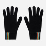The Men's Black Merino Wool Gloves with Signature Stripe Edge by Paul Smith.