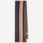 The Men's Brown Twisted Signature Stripe Merino Wool Scarf by Paul Smith.
