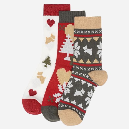 The 3-Pack Fairisle Sock Set with Seasonal and Patterned Designs by Radley.