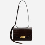 The Belsize Dark Oak Faux Croc Leather Small Flapover Shoulder Bag by Radley.