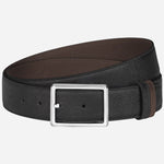 The Montblanc 35 mm Rectangular Pin Buckle Reversible Black and Ebony Sartorial Leather Belt by Montblanc.
