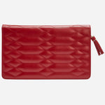 The Caroline Quilted Red Leather Large Jewellery Portfolio by WOLF.