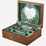 The Sleeping Beauty Ballet Musical Jewellery Box in Turquoise and Walnut Wood by WOLF.