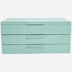 The Sophia Smooth Jade Leather Jewellery Box with Drawers by WOLF.