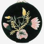The Zoe Forest Green Velvet Travel Round Jewellery Case by WOLF.
